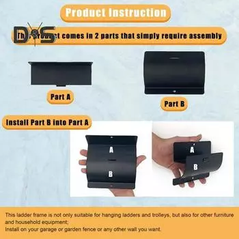Настенный крючок для лестницы, нержавеющий, устойчивый к коррозии, универсальный, простая установка, сверхпрочный крючок для вешалки для лестницы чёрный