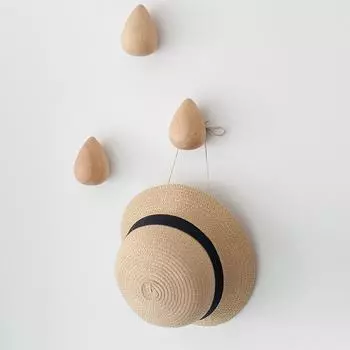 Настенный крючок для одежды из натурального дерева, декоративный держатель для ключей, вешалка для одежды, в форме капли воды