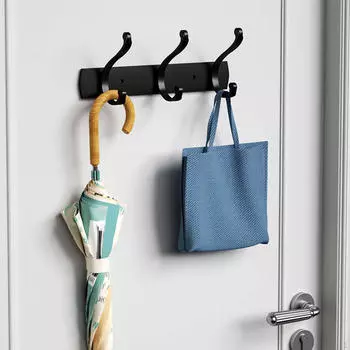 Настенный крючок для одежды, вешалка для одежды без сверла, для примерочной, спальни, вешалка для шляпы, полотенца black 3 hooks