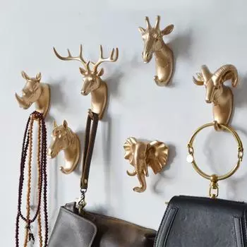 Настенный крючок для пальто, домашние вешалки для хранения, украшение с животным рисунком, немаркирующий винт для ногтей, установка декора rhino белый