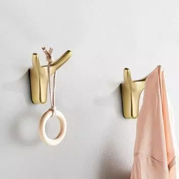 Настенный крючок из цинкового сплава, подвесной крючок для шкафа, крючок для одежды, двойная вешалка из бычьего рога чёрный