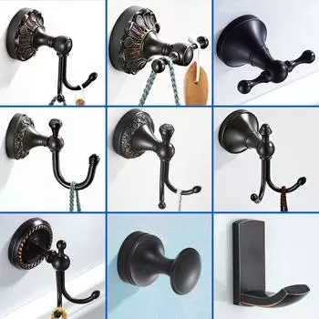 Настенный крючок из матовой черной латуни, антикварный, креативный, вешалка для халата для ванной, кухни, туалета, домашнего декора, пальто, одежды, полотенца, держатель для ключей