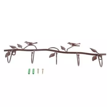 Настенный крючок из железного материала, прочный крючок с декором в виде листьев и птиц для одежды, головных уборов, ключей, пальто, полотенец