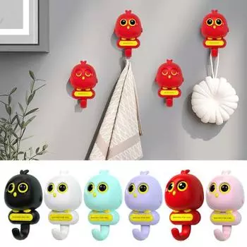 Настенный крючок, креативный очаровательный крючок для птиц, настенная вешалка без дырокола для ключей, полотенец, зонтика, пальто, шапок, сумок красный