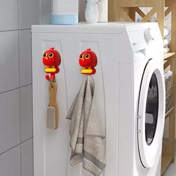 Настенный крючок, креативный очаровательный крючок для птиц, настенная вешалка без дырокола для ключей, полотенец, зонтика, пальто, шапок, сумок красный