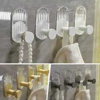 Настенный крючок, прозрачный, прочный, несущая способность, пробойник, свободный дверной держатель для ключей, многофункциональная акриловая прочная клейкая вешалка для полотенец, домашний декор чёрный