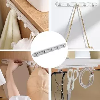 Настенный крючок Расширяемая конструкция Легкий доступ Не нужно сверлить Регулируемые полки для кастрюль Органайзер для сковородок Выдвижной крючок для организации кладовой Кухонные принадлежности белый