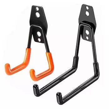 Настенный крючок с 2 гвоздями. Большая несущая способность. Сверхмощный противоскользящий антикоррозийный склад. Вешалка для организации гаражных вещей. Садовый инструмент. Настенный держатель для велосипеда. S чёрный