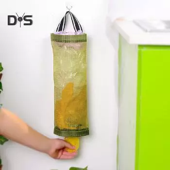 Настенный круглый домашний держатель для продуктовых пакетов, подвесной мешок для хранения мусора чёрный