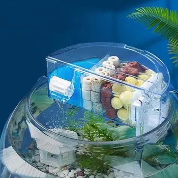 Настенный круглый фильтр для аквариума, бесшумный полукруглый фильтр, фильтр-бокс для водопада, аквариум S