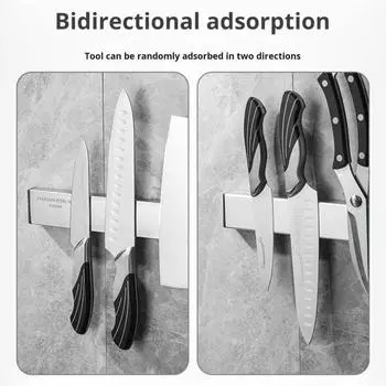 Настенный магнитный держатель для резака, мощный магнит из нержавеющей стали, отличное всасывание, водонепроницаемый дренаж, противоскользящий органайзер для кухонной утвари без ударов 40cm