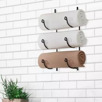 Настенный металлический держатель для полотенец, стойка для хранения, устойчивая к коррозии, прочная, выдерживающая нагрузку