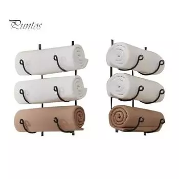 Настенный металлический держатель для полотенец, стойка для хранения, устойчивая к коррозии, прочная несущая металлическая полка для полотенец Triple Layer чёрный