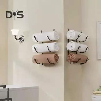 Настенный металлический держатель для полотенец, стойка для хранения, устойчивая к коррозии, прочная несущая металлическая полка для полотенец Triple Layer чёрный