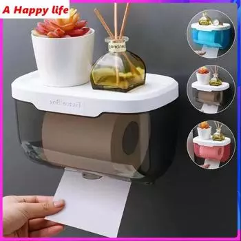 Настенный многофункциональный держатель для туалетной бумаги, держатель для рулона бумаги в ванной комнате, держатель для телефона, стойка-органайзер Small Size чёрный