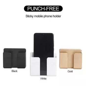 Настенный многофункциональный ящик для хранения пульта дистанционного управления, мобильного телефона и подставки для зарядки чёрный