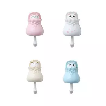 Настенный мультфильм для кошки Крючок Клей для ключей Шляпа Вешалка для пальто жёлтый