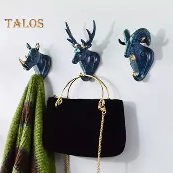 Настенный нескользящий настенный крючок в виде головы животного, крючок для одежды, шляпа, полотенце, ключ, вешалка, украшение на стену