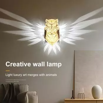Настенный ночник в виде птицы 3D, белая лампа в виде совы, домашний офис, спальня, гостиная, прихожая, настенная декоративная светодиодная лампа в виде животного