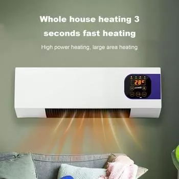 Настенный обогреватель для спальни с регулируемой температурой и дистанционным управлением. Бесшумная работа. Энергосберегающий портативный обогреватель.