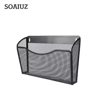 Настенный органайзер для подвешивания файлов, 1 карман из металлической сетки, держатель для домашней папки, держатель для журналов, стойка для сортировки почты One Size чёрный