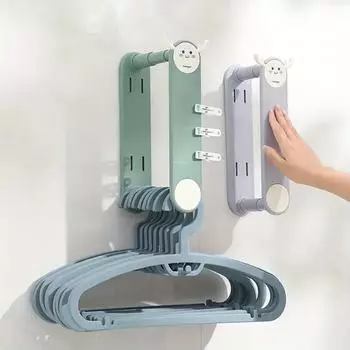 Настенный органайзер-вешалка, расширяемая стойка для хранения вешалок для одежды, без сверления, экономия места зелёный