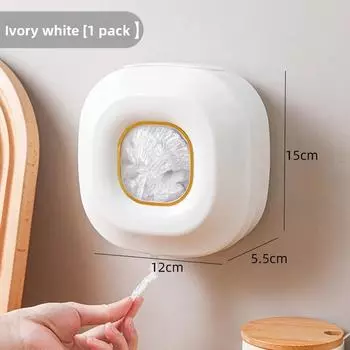 Настенный пластиковый контейнер для хранения пищевой пленки без пробивания отверстий, съемный контейнер для хранения одноразовых пластиковых пакетов, кухонный бытовой артефакт 1PCS белый