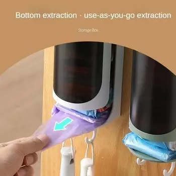 Настенный пластиковый мешок для хранения мусорных мешков Ящик для хранения мусорных мешков Стойка для кухни и ванной комнаты Организуйте мусорные мешки Диспенсер для мусорных мешков зелёный