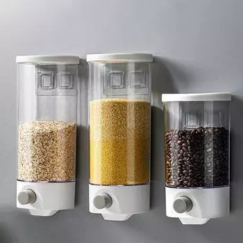 Настенный пластиковый ящик для хранения, прозрачное ведро для риса, банка для бобовых, круп, сахара, специй, пищевой контейнер, домашний органайзер