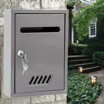 Настенный почтовый ящик, железный почтовый ящик, большой безопасный почтовый ящик для писем, запираемый почтовый ящик для домашнего декора серый