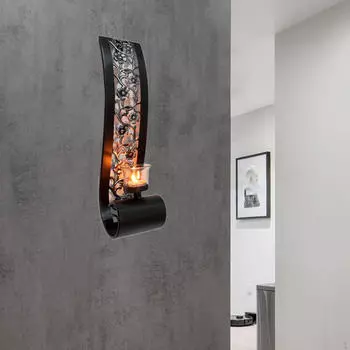 Настенный подсвечник бра железный черный для вечеринки