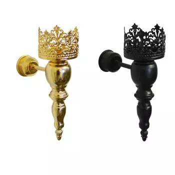 Настенный подсвечник, подставка для свечей, железный настенный подсвечник для каминных столбов, столовой, спальни, чайные свечи чёрный