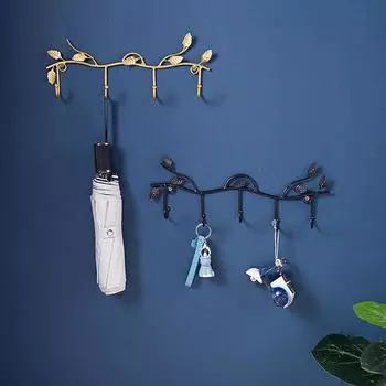 Настенный подвес для прихожей Хранение ключей для пальто Крючки для шляп Декоративные крючки для листьев Крючки без удара