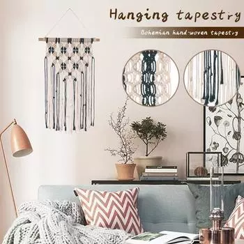 Настенный подвесной светильник в стиле макраме, плетеный вручную, гобелен из хлопка в стиле бохо, украшение для спальни в стиле бохо, великолепный гобелен