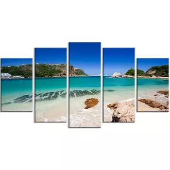 Настенный постер HD с принтами на морском острове, модульные пейзажные картины, холст, картина, украшение для дома для гостиной, рамки 20x35cm*2 20x45cm*2 20x55cm*1