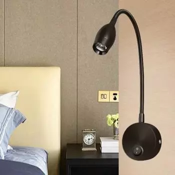 Настенный прикроватный светильник, лампа для чтения с вращающимся на 360 градусов шлангом, сверхяркий светодиод без мерцания US Plug White Light. серебряный