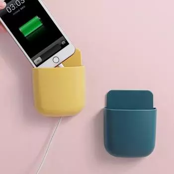 Настенный ящик для хранения, держатель для зарядки мобильного телефона, подставка, органайзер для пульта дистанционного управления, чехол для кондиционера, телевизора жёлтый