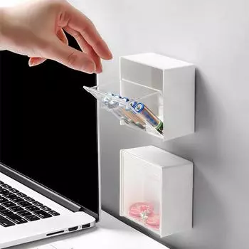 Настенный ящик для хранения для ванной комнаты, ватные палочки, ватный тампон, помада, повязка на голову, ящик для хранения и организации воды