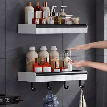 Настенный ящик для хранения косметики, стойка для хранения унитаза без проколов, стеллаж для хранения в ванной комнате для дома чёрный