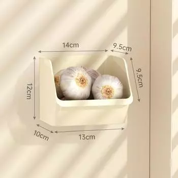 Настенный ящик для хранения Кухонная полка для лука, имбиря и чеснока Корзина для хранения имбиря и чеснока Настенный ящик для хранения Бытовой ящик для хранения приправ 1PCS кремовый
