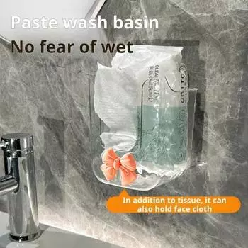 Настенный ящик для хранения кухонных салфеток Держатель для салфеток Большое отверстие Гладкий край Простая установка Без сверления Bowknot