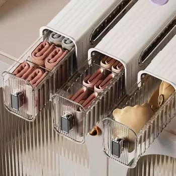 Настенный ящик для хранения нижнего белья, большая вместимость, съемное отделение, можно хранить носки, экономит место для хранения BeishanSuppli белый