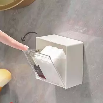 Настенный ящик для хранения, раскладной дизайн, пластиковый держатель для хранения ватных тампонов
