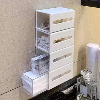 Настенный ящик для хранения Ванная комната Косметические ватные палочки Ящик для хранения ювелирных изделий Домашний офис Зажимы для мелочей Шпилька Ящик для хранения 1pc