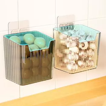 Настенный ящик для хранения вещей, экономящий место, пластиковая угловая полка для душа без перфоратора, кухонный контейнер для хранения зеленого лука, имбиря и чеснока TP