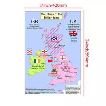 Настенный рисунок Плакат Карта Великобритании Винтаж Соединенное Королевство Искусство Декор Живопись Гостиная Школьные принадлежности Инструменты для путешествий