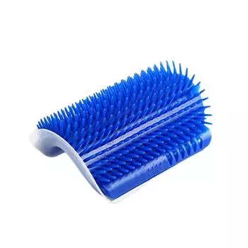 Настенный самогрумер для кошек с массажной расческой - идеально подходит для ухода за котятами и щенками, а также для релаксации M темно-синий