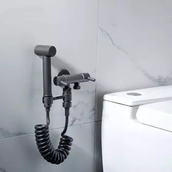 Настенный серый унитаз биде распылитель комплект латунный двойной биде смеситель для ванной распылитель для душа биде пистолет высокого давления