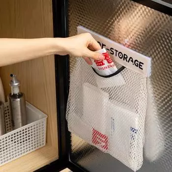 Настенный сетчатый мешок для хранения, держатель для мусорных мешков, пластиковый диспенсер для пакетов для покупок, сумка для мелочей, органайзер для продуктовых сумок