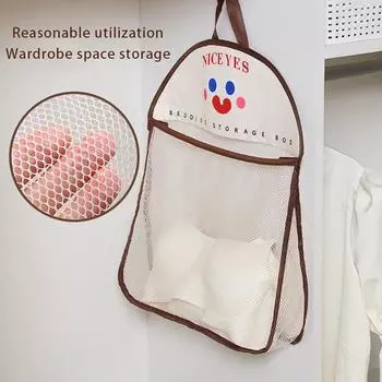 Настенный сетчатый мешок с мультяшным принтом, большая несущая способность, видимые большие отверстия, игрушки, нижнее белье, мешок для мусора, органайзер, сетка для хранения дома и офиса чёрный